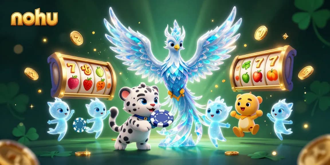 Spin to win at nohu with a magical ice phoenix and vibrant slot symbols