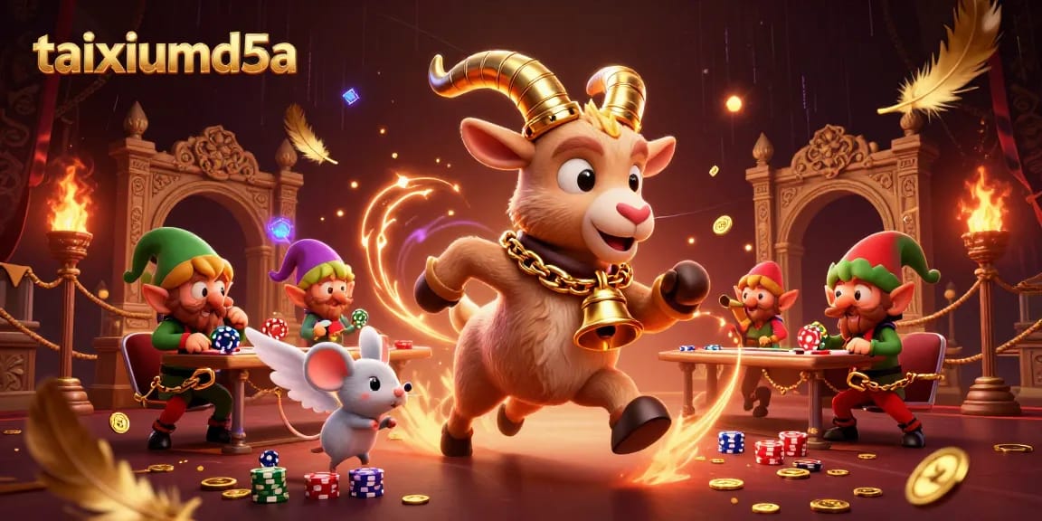 Engage with taixiumd5a in a thrilling casino scene featuring a Krampus goat and mischievous gremlins.