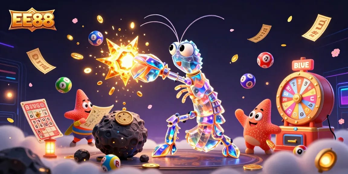 Experience the thrill of EE88 with vibrant lottery action and galactic characters, perfect for casino lovers.