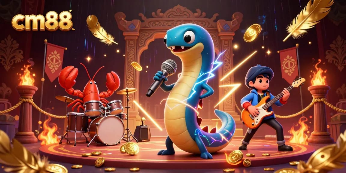 cm88 showcases vibrant underwater casino with cartoon characters in action.