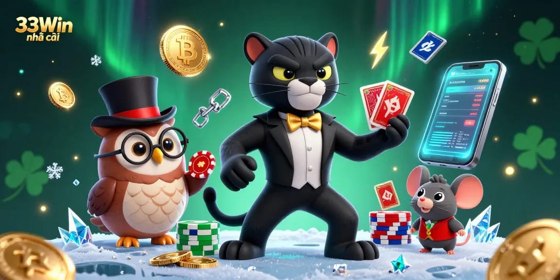Experience thrilling gameplay at 33Win nhà cái with vibrant cards and poker chips.