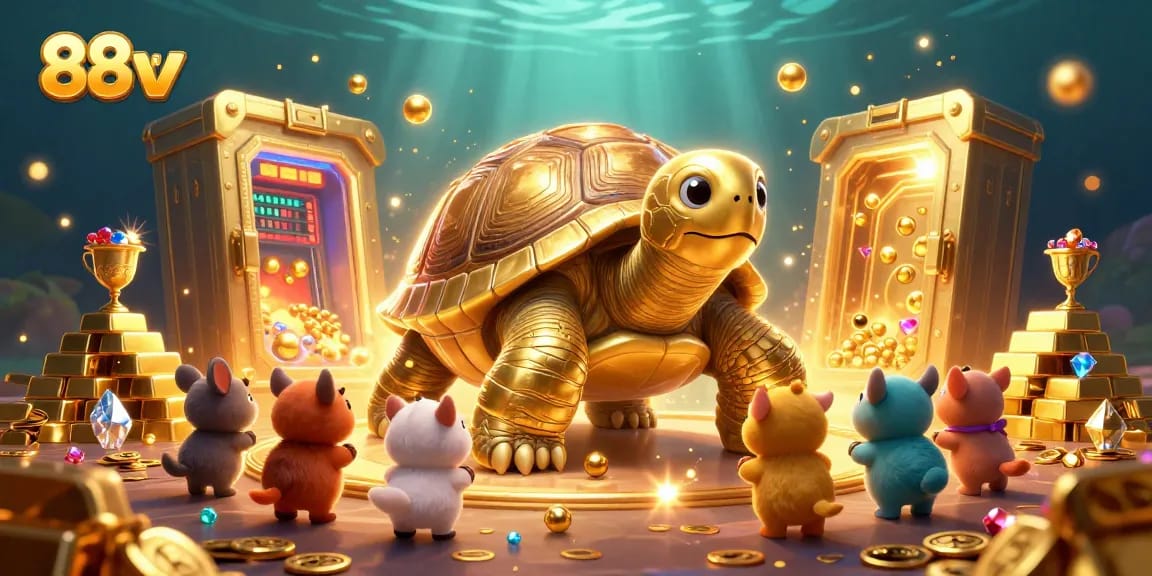 Engage in thrilling gameplay at 88vv with a vibrant 3D illustration showcasing excitement and treasure.