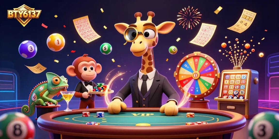 Experience BTY6137 excitement with our engaging casino scene featuring playful characters and vibrant games.