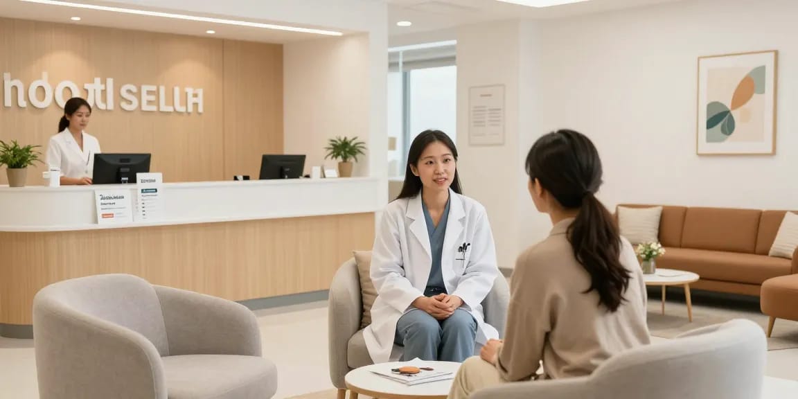 Private psychiatric assessment in a compassionate healthcare setting, featuring patient care in a mental health clinic.
