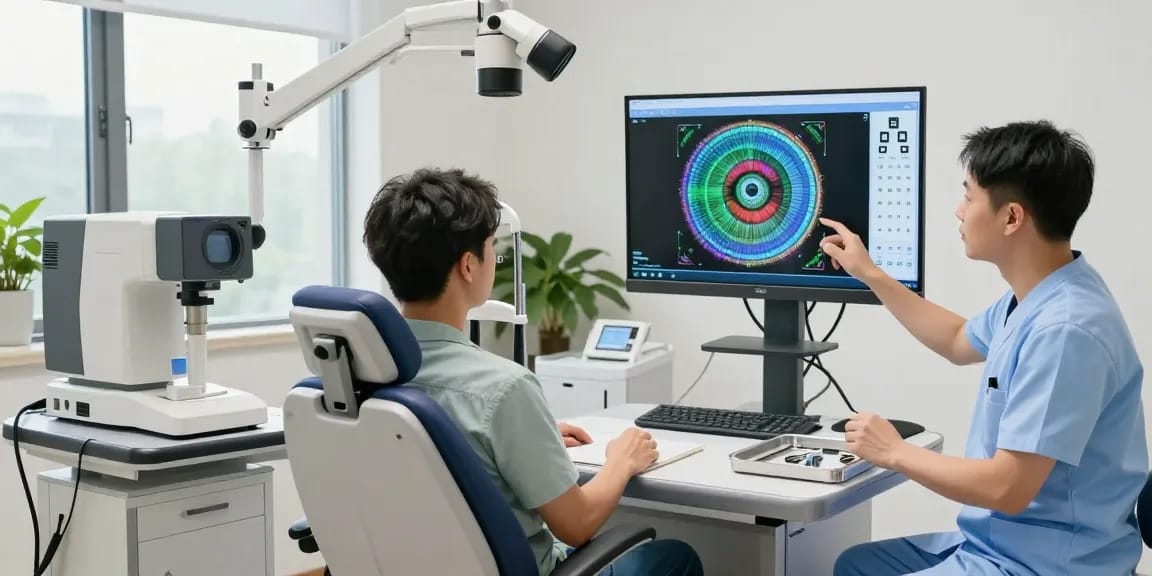 Patient receiving eye care consultation at SNU Eye Clinic, showcasing advanced treatments and personalized service, site info go.