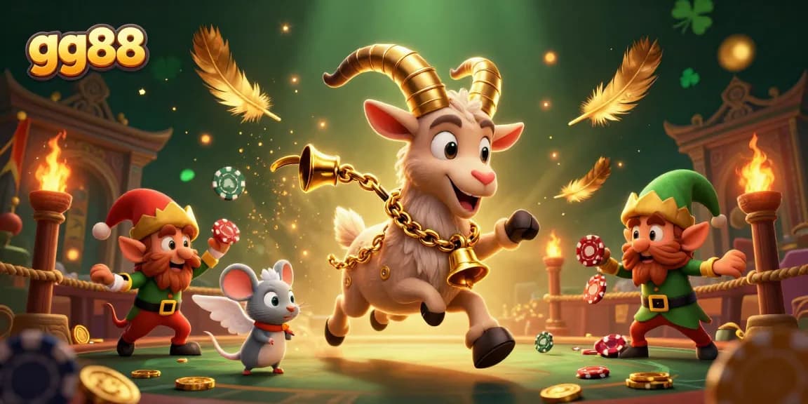 Bet at gg88 while a Krampus goat manages a festive horror casino, full of chaos and excitement.