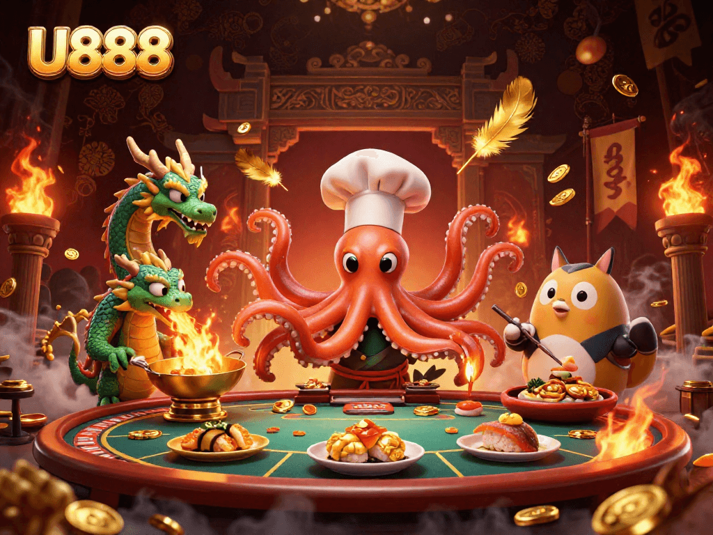 Experience the lively live casino vibe at U888 with characters in action.