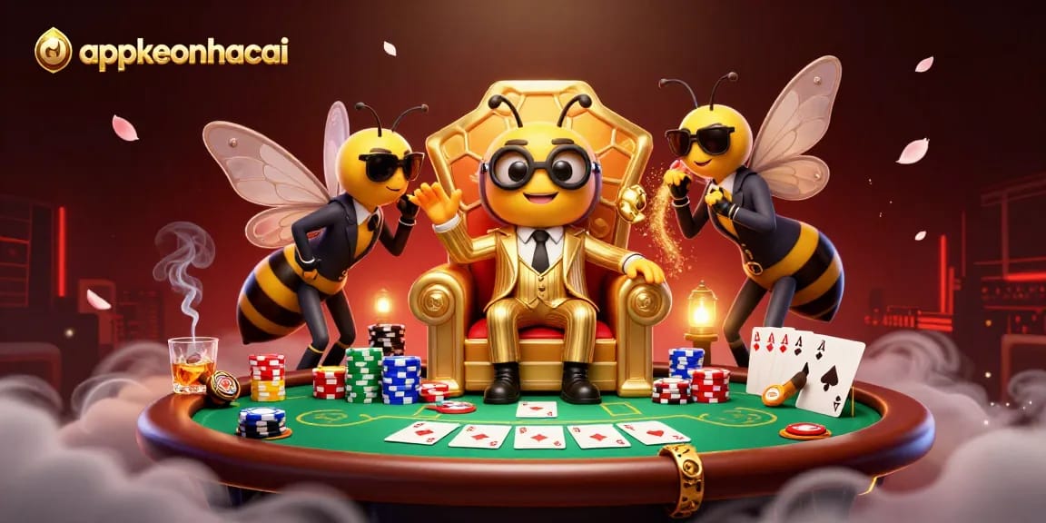 Win big with appkeonhacai as the bumblebee mob boss calls the shots at a high-stakes poker table.