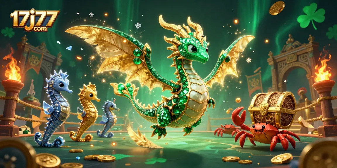 Experience epic wins at 17j77 com in this vibrant 3D casino-themed illustration.