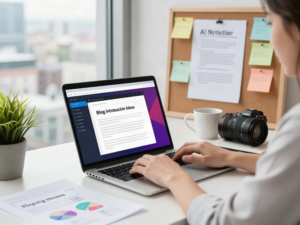 Generate blog introductions with AI in a modern digital workspace.