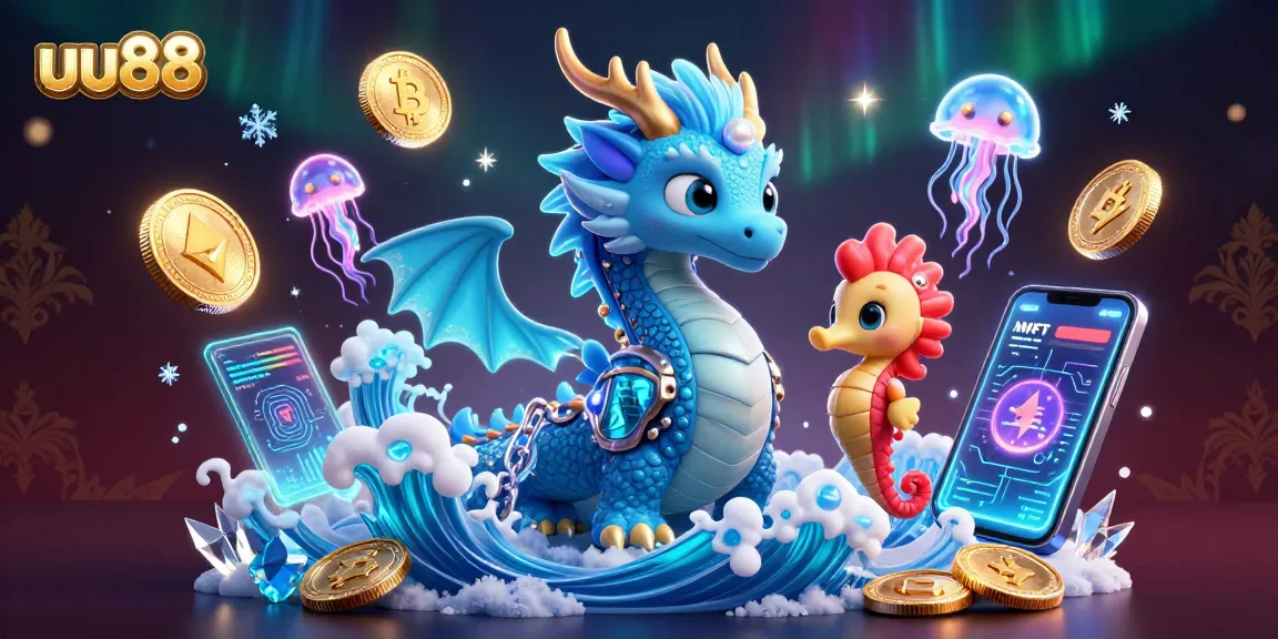 Engage with the thrilling world of uu88, illustrated with vibrant characters and cryptocurrency elements.