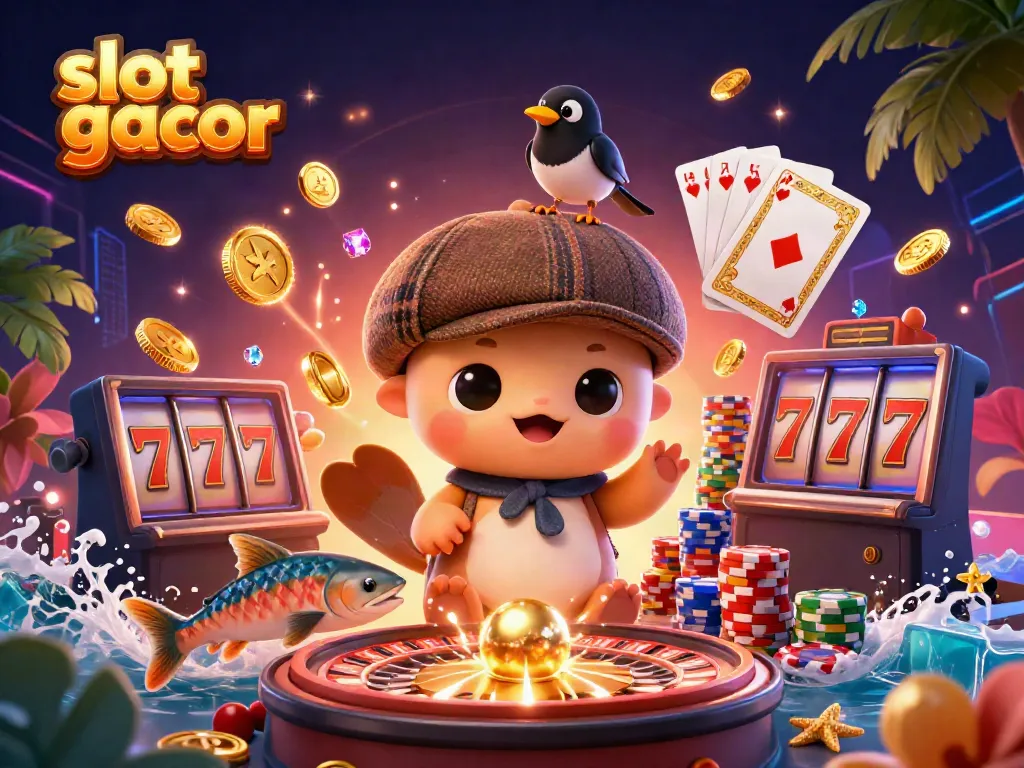 Slot gacor menampilkan monster Loch Ness yang imut dan teman burung magpie terbang di tengah koin emas dan batu permata berkilauan.
