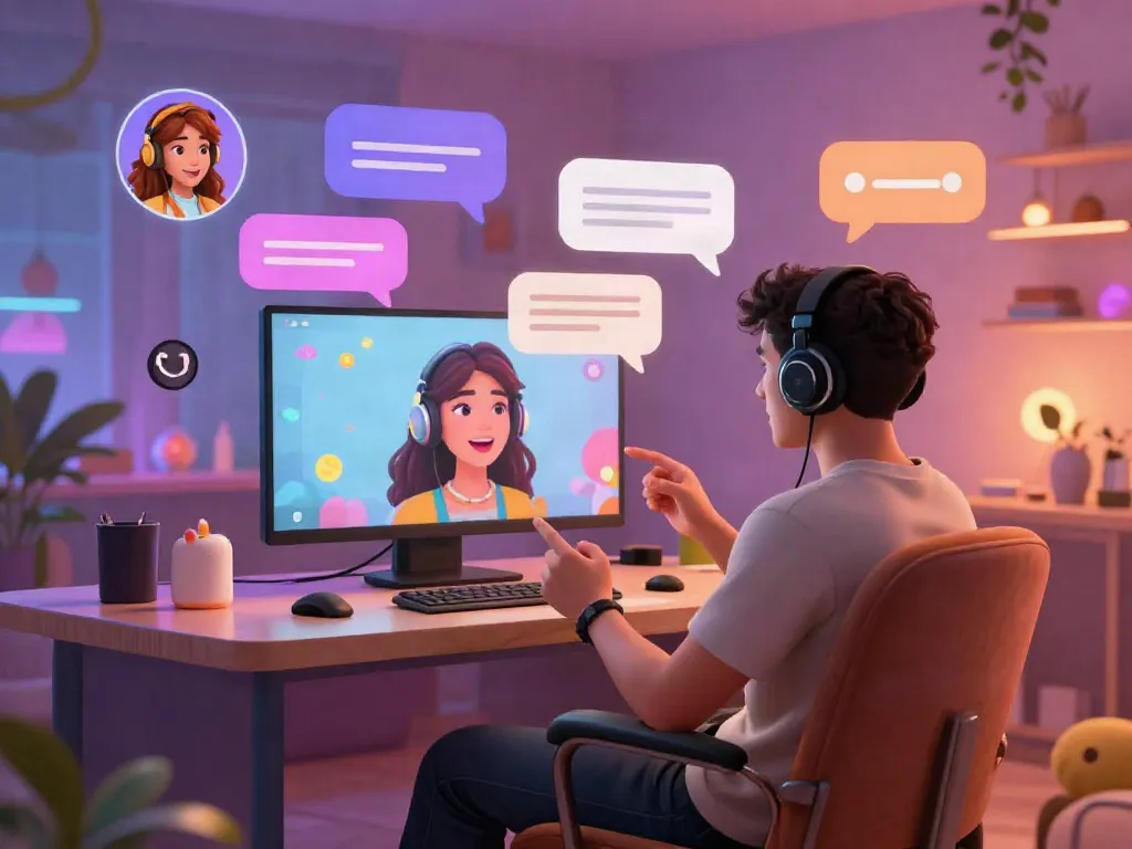 Engaging scene of diverse avatars in a free AI sex chat conversation.