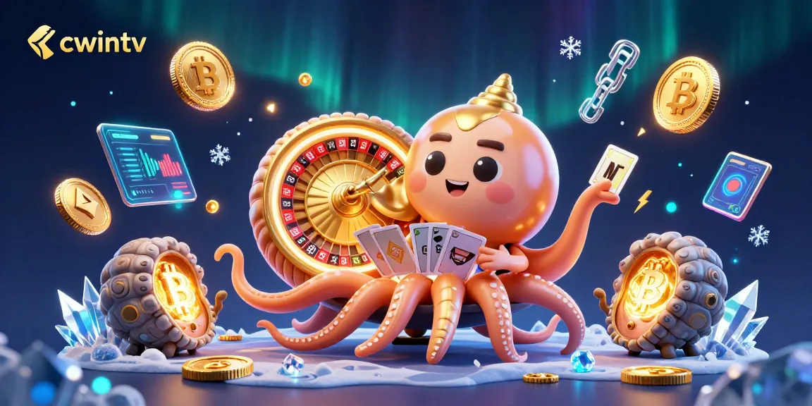 Engaging gameplay at cwintv features a giant nautilus roulette wheel and glowing cryptocurrency coins.