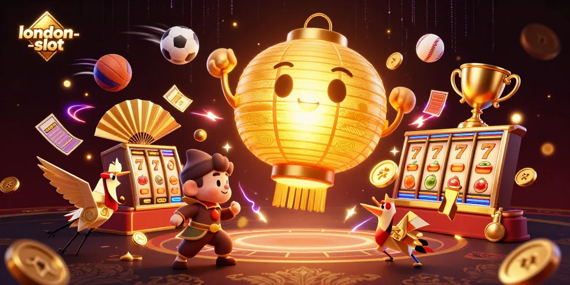 Experience thrilling games at london-slot with a dynamic 3D casino illustration filled with vibrant characters and symbols.
