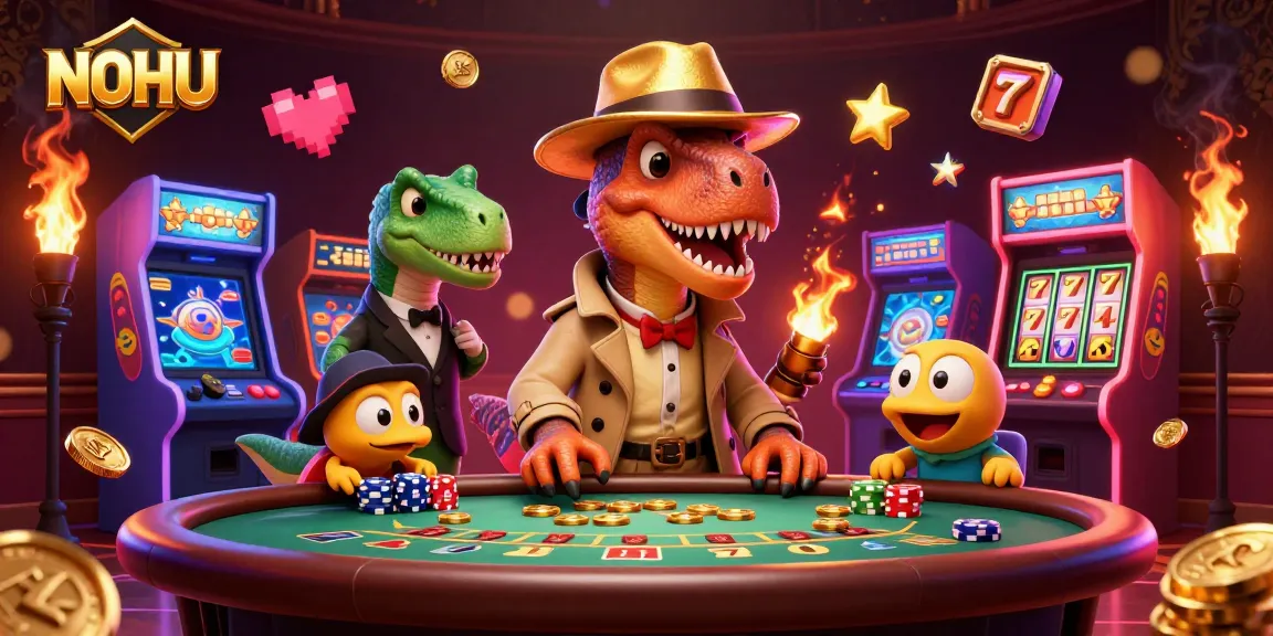 Experience the thrill of NOHU at the blackjack table with captivating dinosaur characters.