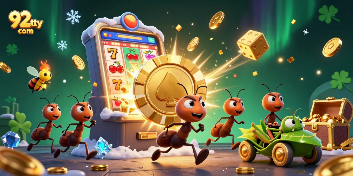 Engage with 92lottery com through a thrilling 3D heist scene featuring ants, a firefly, and a grasshopper.