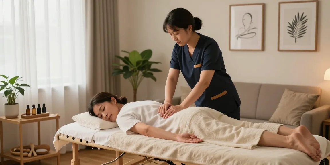 중랑구출장안마 - Professional therapist giving a relaxing massage in a cozy home setting.