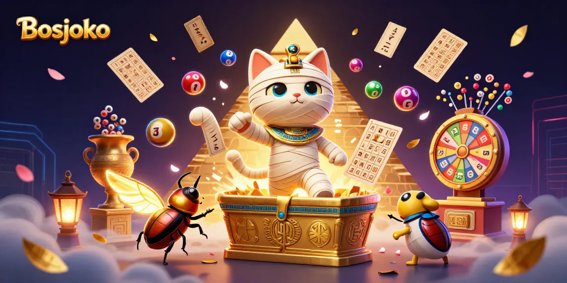 Win big at Bosjoko with vibrant lottery balls and a magical Egyptian theme.