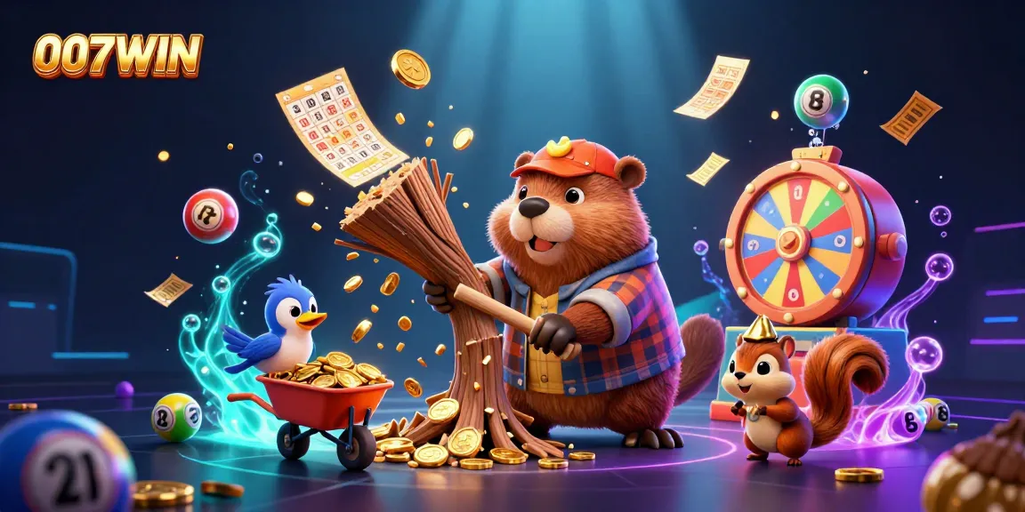 Experience exciting gameplay at 007WIN with vibrant casino elements and fun characters collecting rewards.
