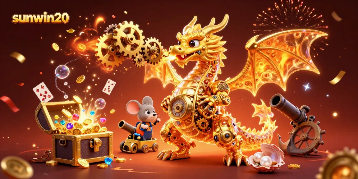 Experience thrilling wins with sunwin20 in a vibrant 3D casino illustration showcasing unique game elements.