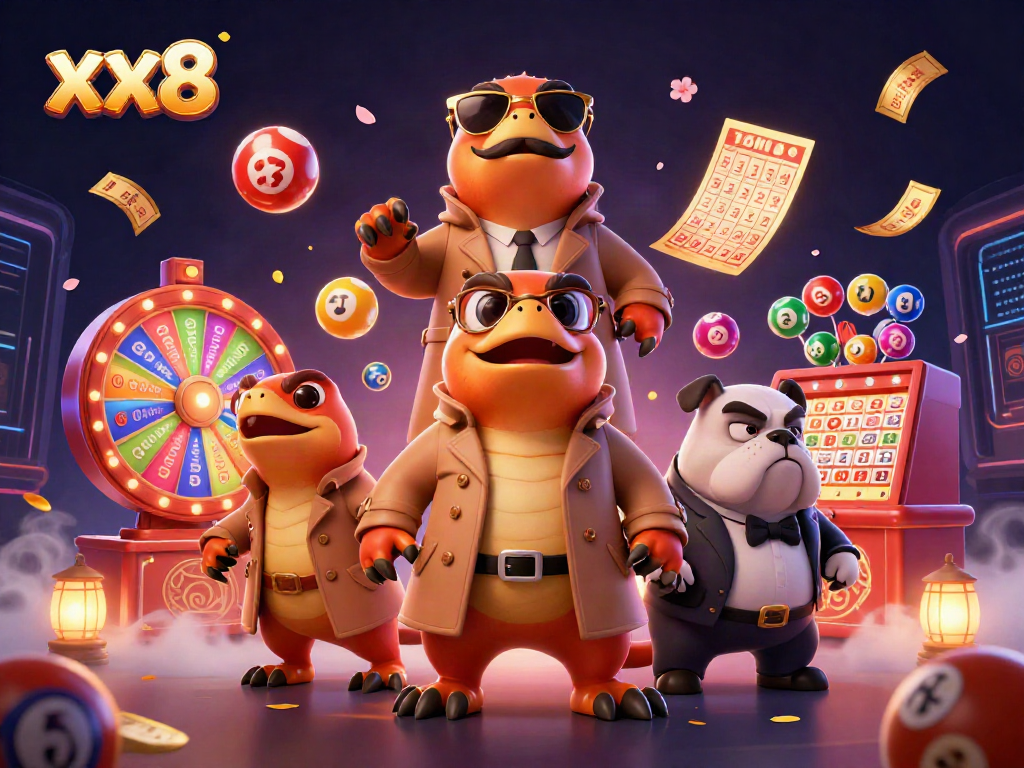 Enjoy thrilling action at xx8 with raptors sneaking into a casino, surrounded by vibrant gaming excitement.