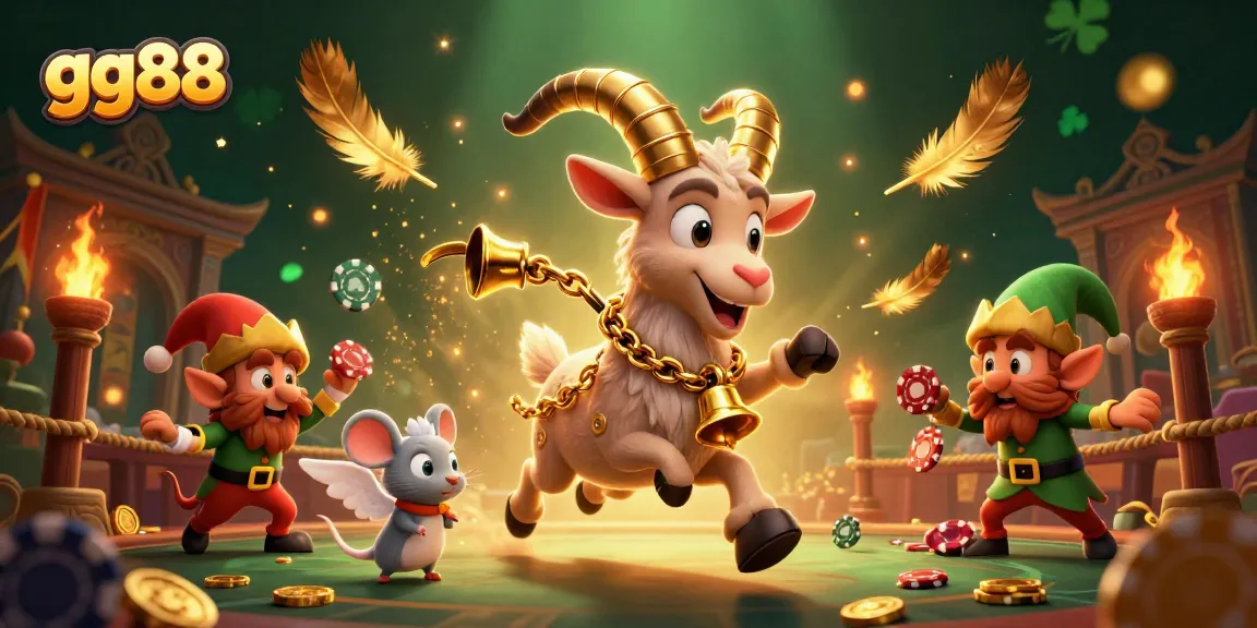 Bet at gg88 while a Krampus goat manages a festive horror casino, full of chaos and excitement.