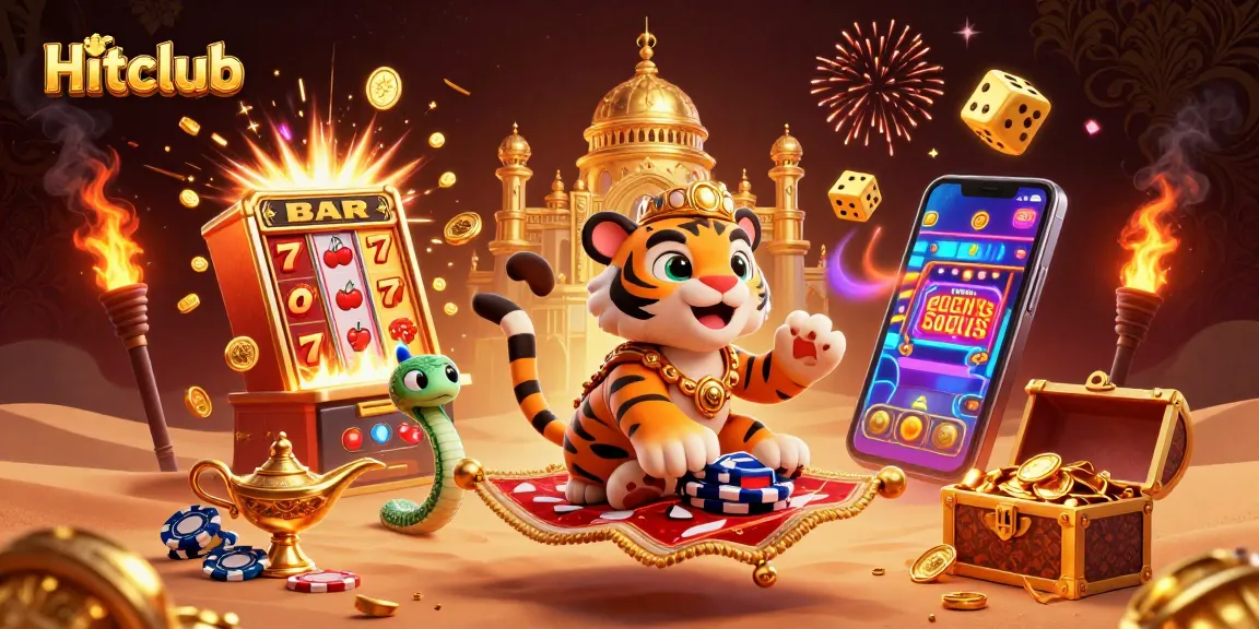 Experience thrilling wins at Hitclub with a vibrant 3D casino scene bursting with action and rewards.