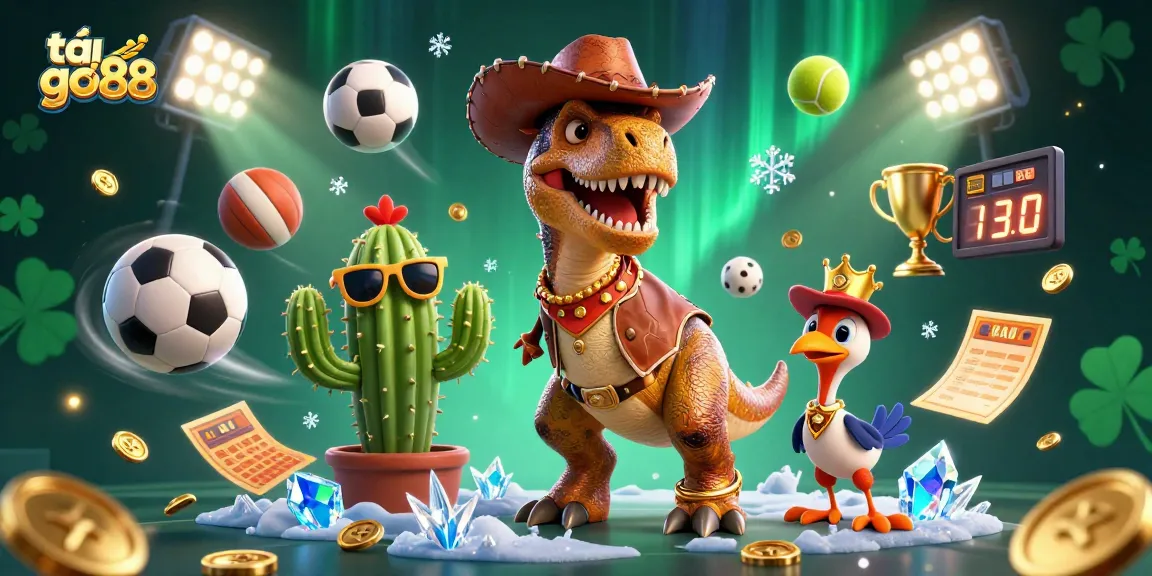 Engage with thrilling games at tải go88 featuring a cowboy dinosaur and casino elements.