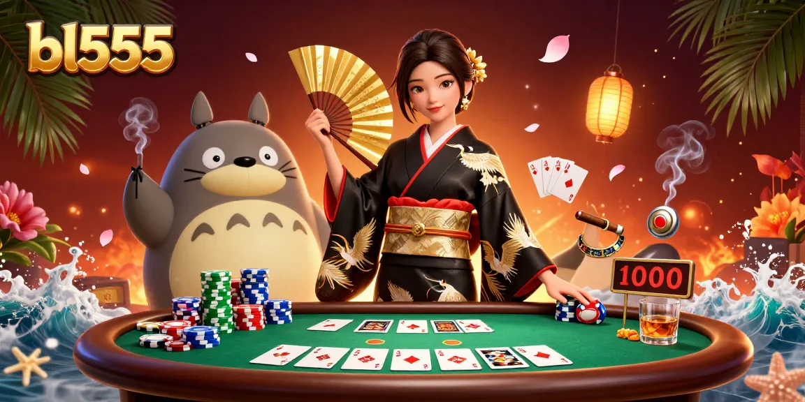 Engage with bl555's captivating card games in a vibrant casino scene full of atmosphere.
