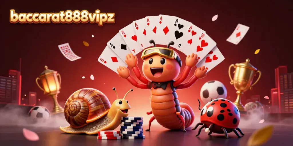 Experience vibrant sports betting with baccarat888vipz in a dynamic casino illustration.