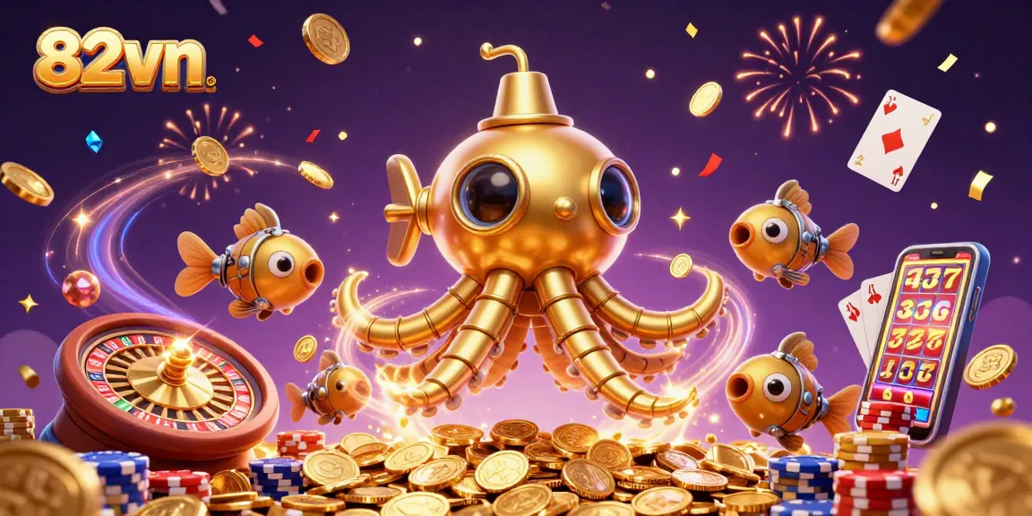 Engage with thrilling 82vn casino adventures, revealing golden kraken and dynamic gaming elements.