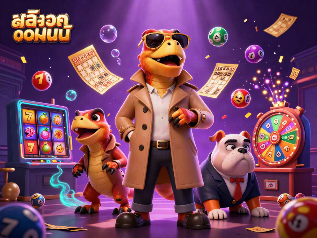Experience excitement with สล็อตออนไลน์ featuring playful raptors in a trench coat entering a VIP lounge.