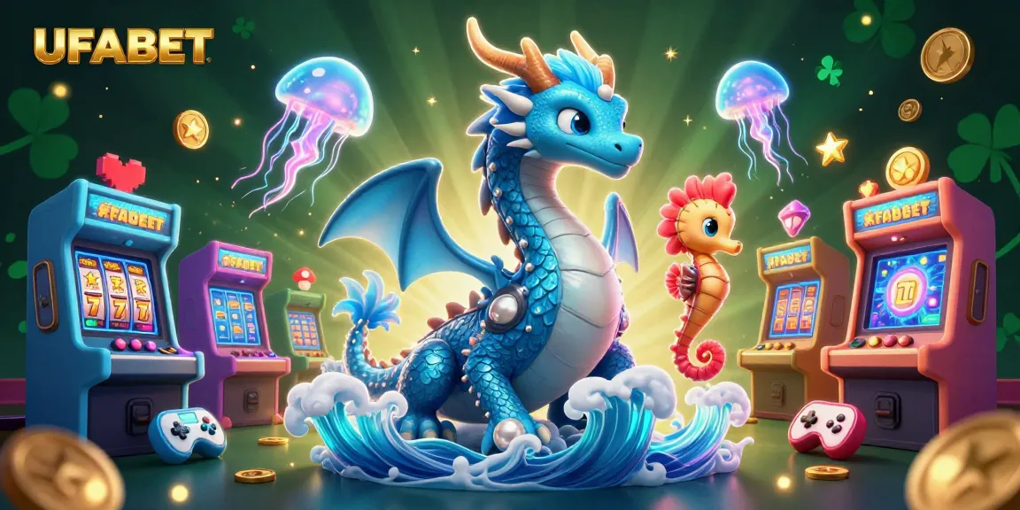 Engage with UFABET in an action-packed casino adventure featuring a majestic water dragon, sea knight, and neon jellyfish.