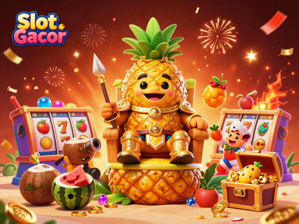 Slot Gacor menampilkan raja nanas emas berperan sebagai simbol keberuntungan dalam permainan kasino.