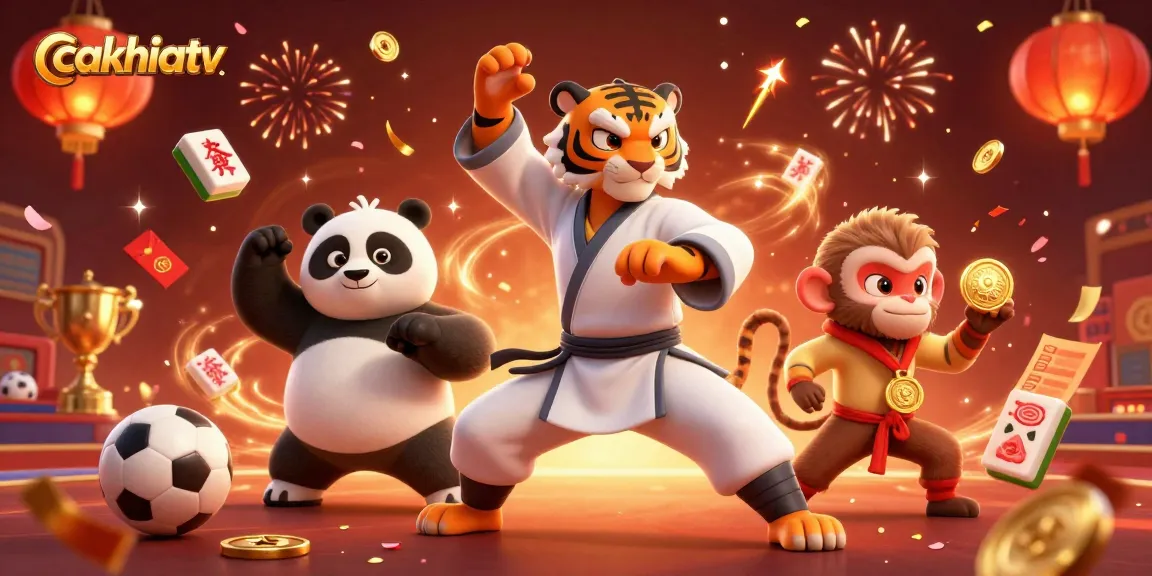 Cakhiatv showcases an exciting 3D scene of sport-themed gambling with vibrant characters and dynamic elements.