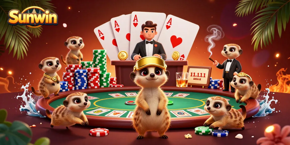Experience thrilling gaming at Sunwin with amusing meerkats managing a lively casino.