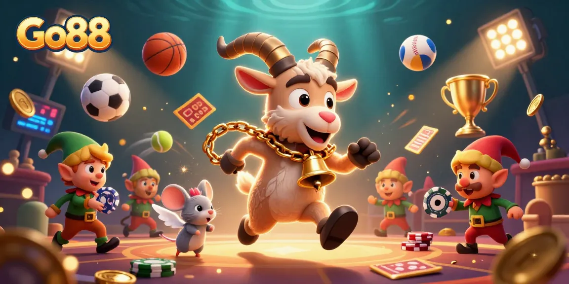 Engage in thrilling games at Go88 with festive characters in a dynamic casino atmosphere.