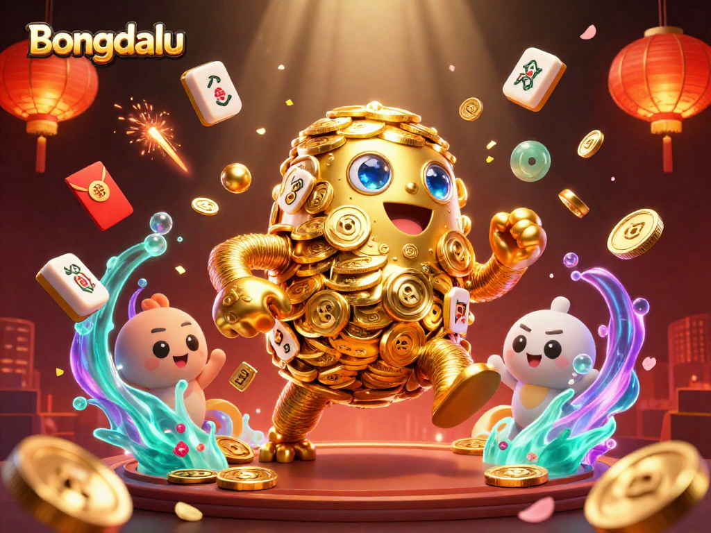 Bongdalu action scene with a golden golem and festive elements highlighting casino excitement.