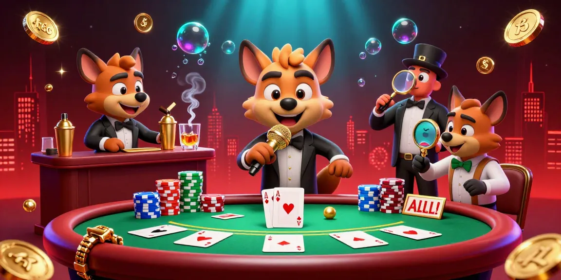 Experience the vibrant energy of f168 with hyenas in a comedy casino club, showing poker elements and fun!