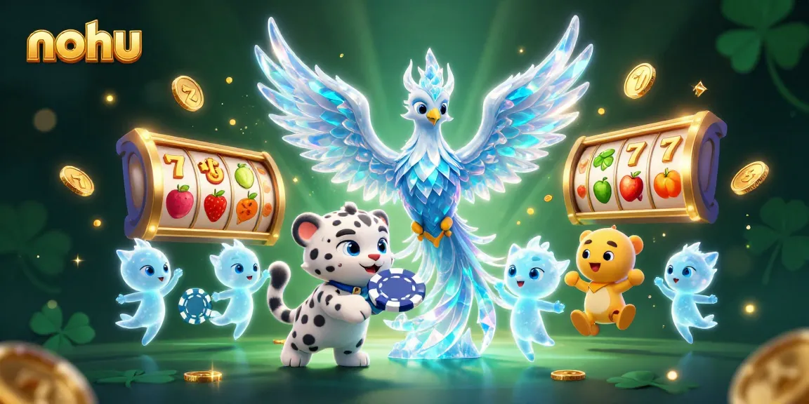 Spin to win at nohu with a magical ice phoenix and vibrant slot symbols