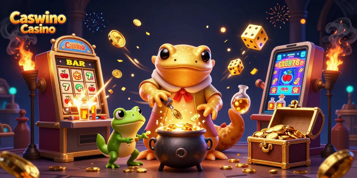 Experience thrilling moments at Caswino Casino with a captivating 3D illustration of a magical gaming scene.