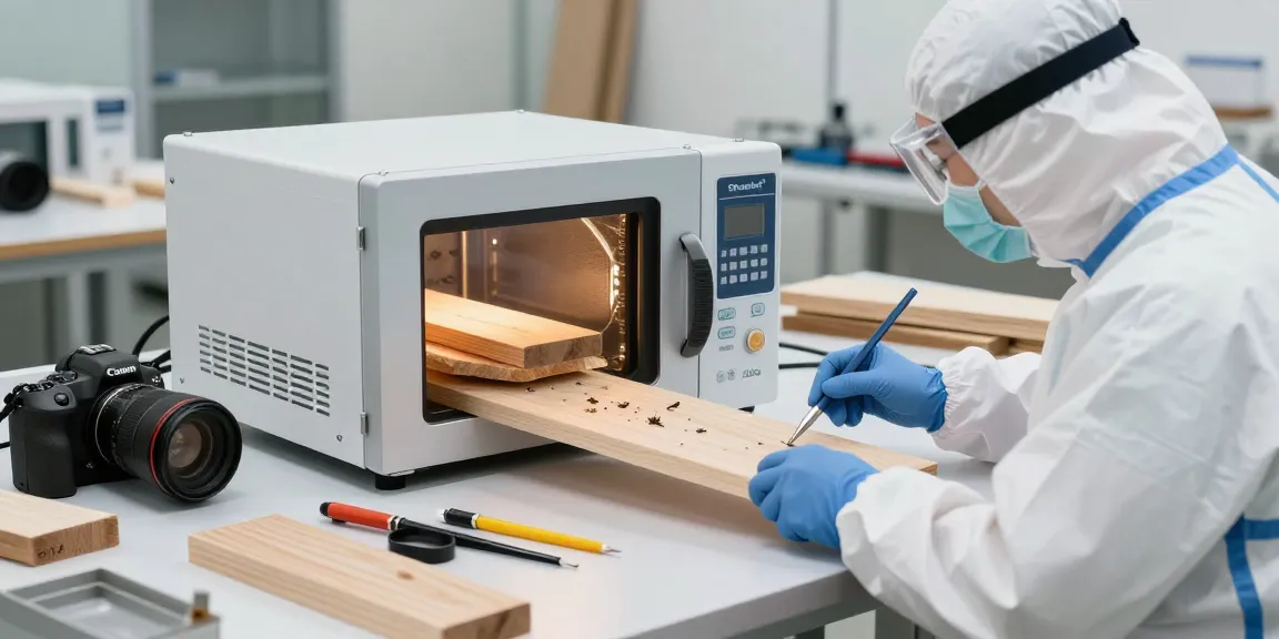 Shashel microwave treatment for woodworm in a modern workshop environment