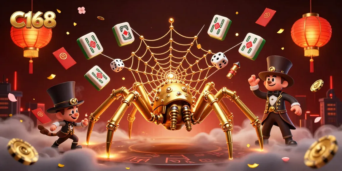 Experience C168's thrilling fun with a steampunk twist, featuring a golden spider and gaming elements.