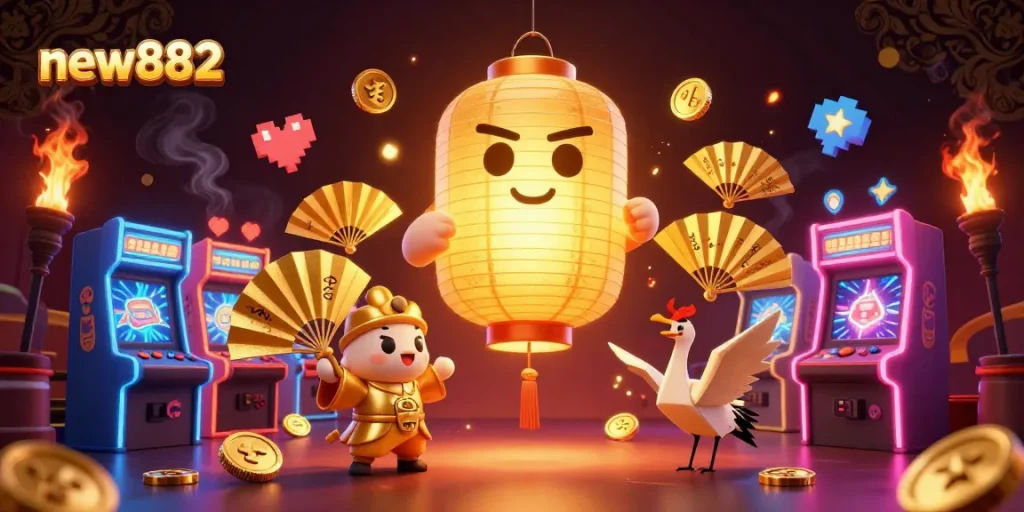 Experience exciting gameplay with new882 gaming characters, colorful elements, and casino vibes.