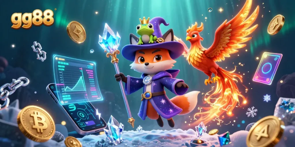 Experience thrilling gameplay at gg88 with a vibrant illustration of a wizard fox capturing the essence of online casinos.