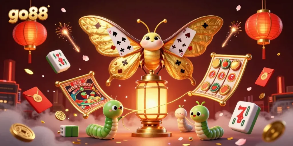 Experience the thrill of go88 with vibrant casino scenes portrayed by the majestic atlas moth.