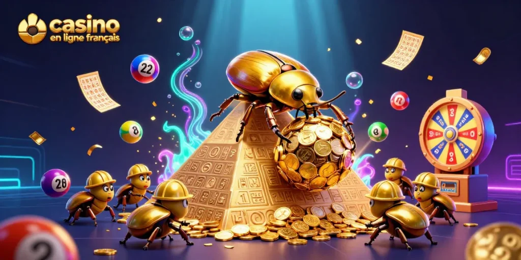 Profitez des jeux au casino en ligne français avec des éléments dynamiques et colorés.