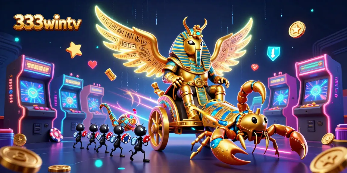 Experience the excitement of gambling with 333wintv's dynamic casino illustration filled with vibrant gaming elements.